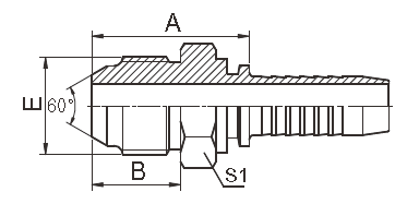 18611 metrische Hydraulische Slangmontage, JIS 60 Montage van de Graadkegel